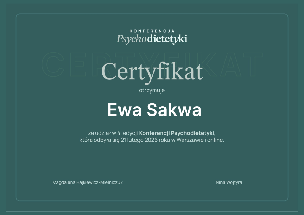 certyfikat psychodietetyki ewa sakwa psychodietetyk szczecin